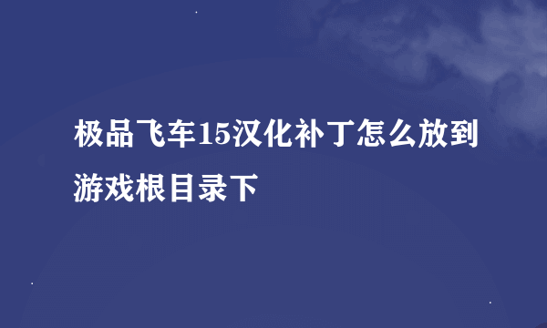 极品飞车15汉化补丁怎么放到游戏根目录下