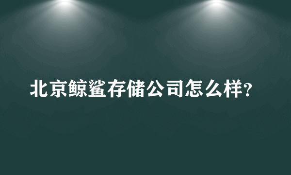 北京鲸鲨存储公司怎么样？