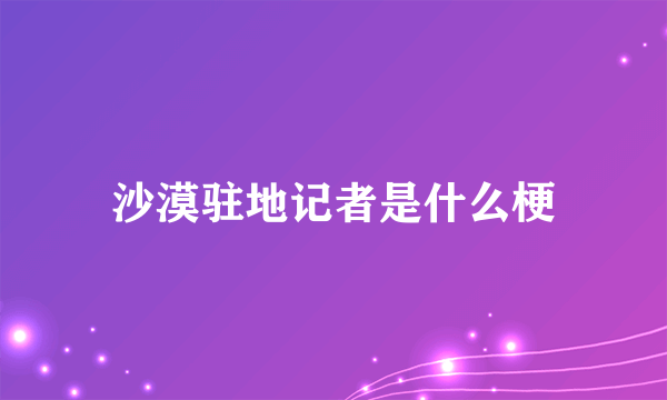 沙漠驻地记者是什么梗