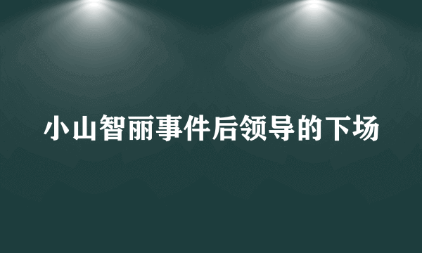 小山智丽事件后领导的下场