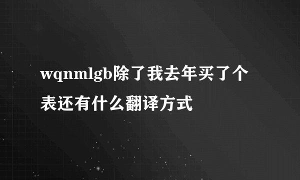 wqnmlgb除了我去年买了个表还有什么翻译方式