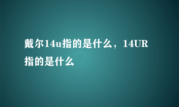 戴尔14u指的是什么，14UR指的是什么