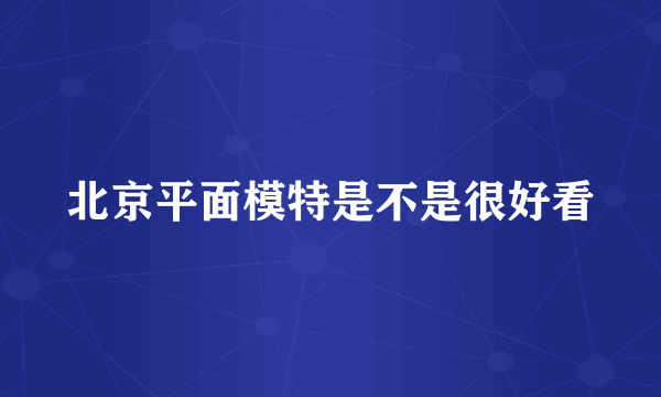 北京平面模特是不是很好看