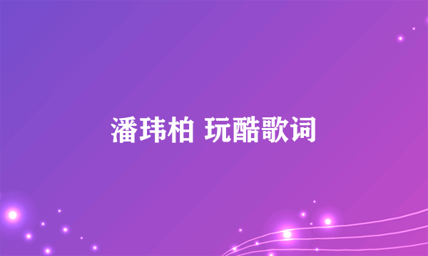 潘玮柏 玩酷歌词