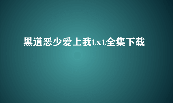 黑道恶少爱上我txt全集下载