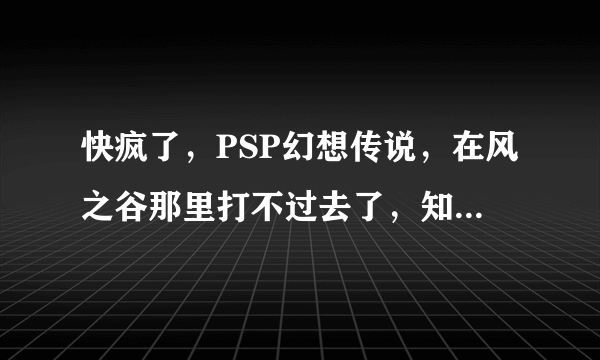 快疯了，PSP幻想传说，在风之谷那里打不过去了，知道怎么搬石头堵瘴气了，但是里面全是瘴气。血不够用