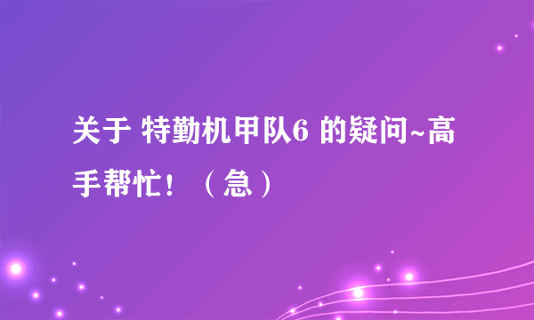 关于 特勤机甲队6 的疑问~高手帮忙！（急）