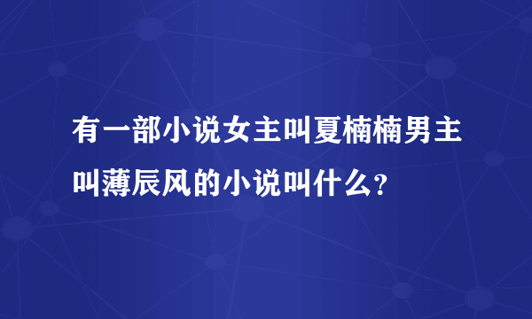 有一部小说女主叫夏楠楠男主叫薄辰风的小说叫什么？