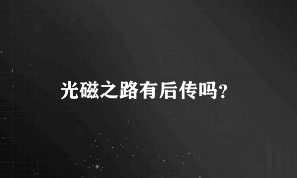 光磁之路有后传吗？