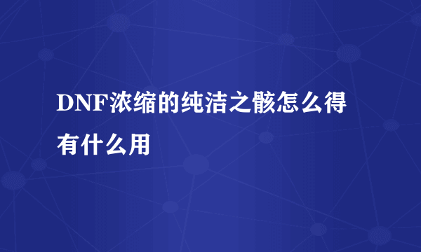 DNF浓缩的纯洁之骸怎么得 有什么用