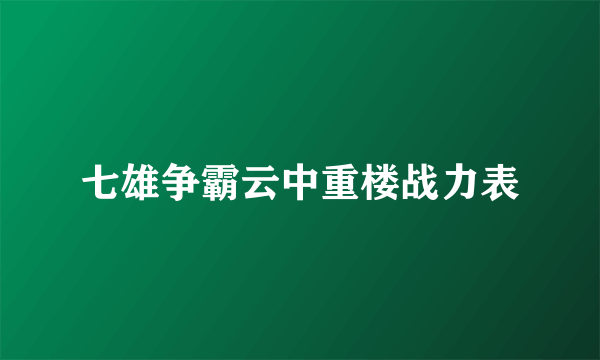 七雄争霸云中重楼战力表