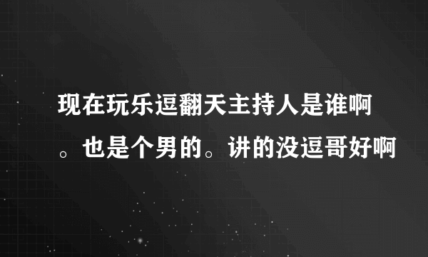 现在玩乐逗翻天主持人是谁啊。也是个男的。讲的没逗哥好啊