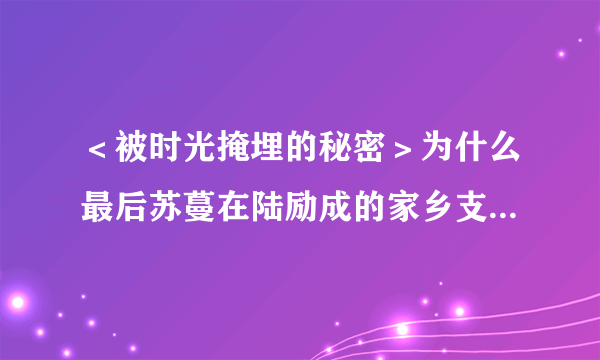 ＜被时光掩埋的秘密＞为什么最后苏蔓在陆励成的家乡支教，却嫁给了宋翊