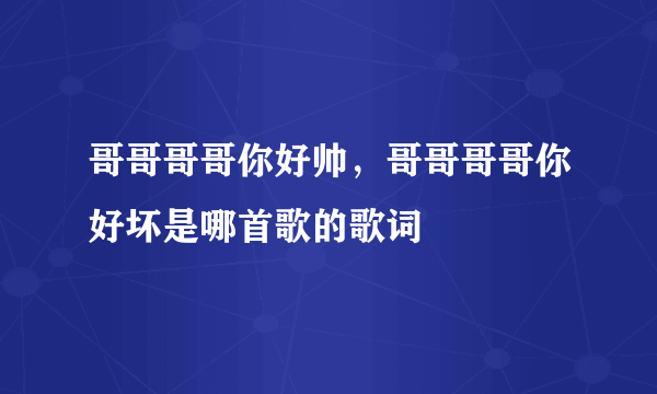 哥哥哥哥你好帅，哥哥哥哥你好坏是哪首歌的歌词