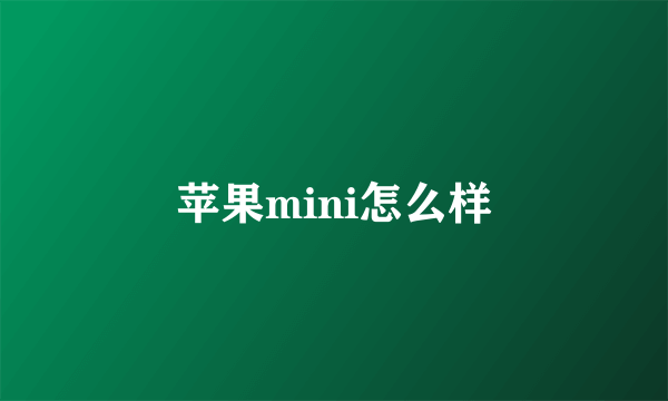 苹果mini怎么样