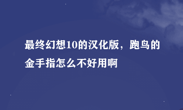 最终幻想10的汉化版，跑鸟的金手指怎么不好用啊