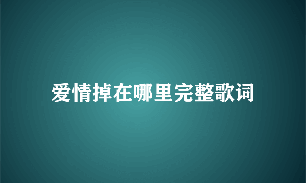 爱情掉在哪里完整歌词