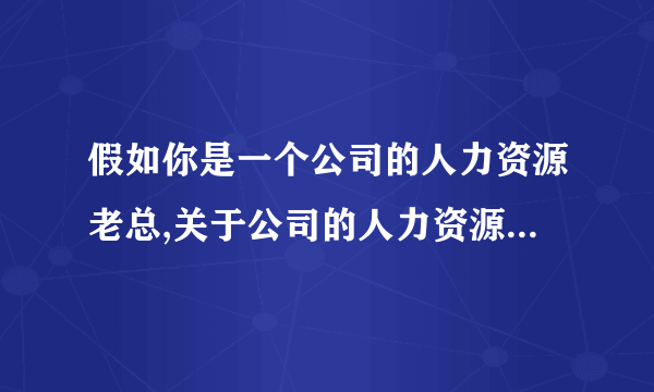 假如你是一个公司的人力资源老总,关于公司的人力资源工作,你做一个规划