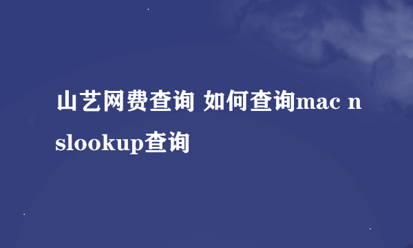 山艺网费查询 如何查询mac nslookup查询