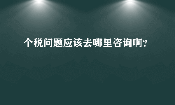 个税问题应该去哪里咨询啊？