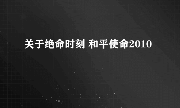 关于绝命时刻 和平使命2010