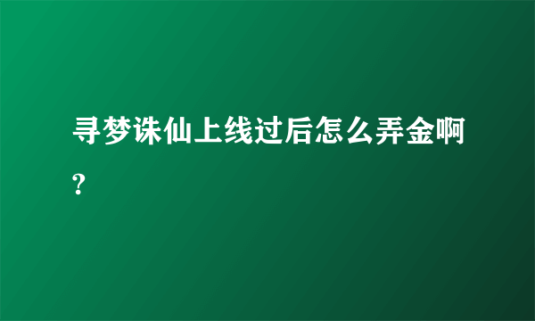 寻梦诛仙上线过后怎么弄金啊?