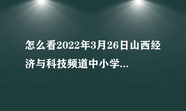 怎么看2022年3月26日山西经济与科技频道中小学生家庭教育与安全教育回放