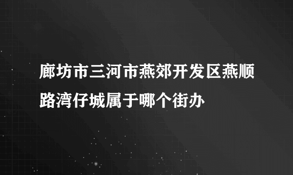 廊坊市三河市燕郊开发区燕顺路湾仔城属于哪个街办