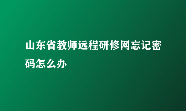 山东省教师远程研修网忘记密码怎么办