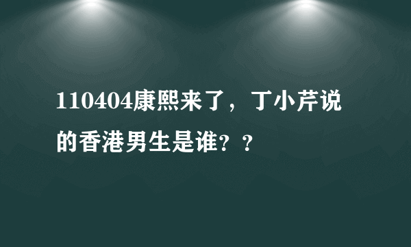 110404康熙来了，丁小芹说的香港男生是谁？？