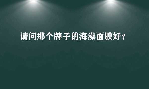 请问那个牌子的海澡面膜好？