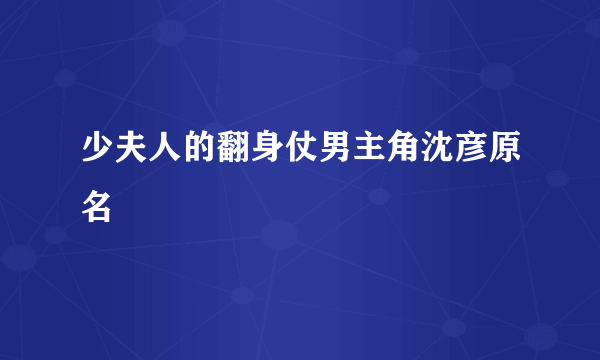 少夫人的翻身仗男主角沈彦原名