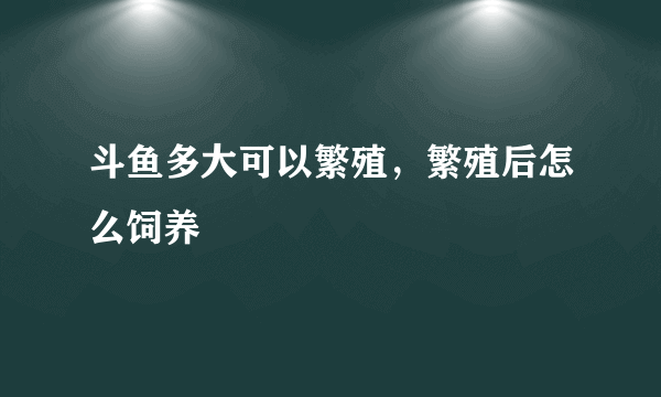 斗鱼多大可以繁殖，繁殖后怎么饲养