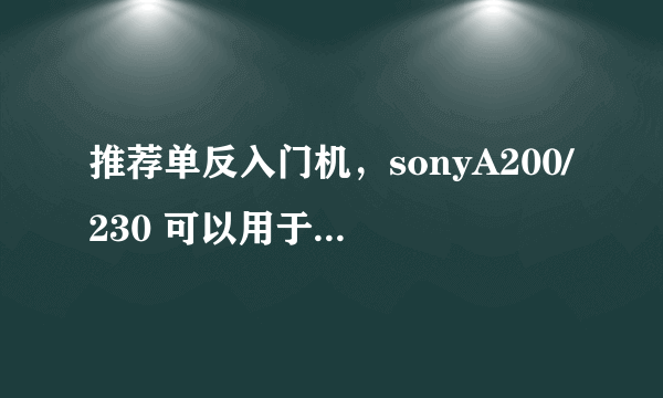 推荐单反入门机，sonyA200/230 可以用于学习初级入门吗