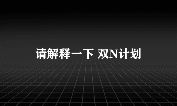 请解释一下 双N计划