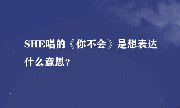 SHE唱的《你不会》是想表达什么意思？