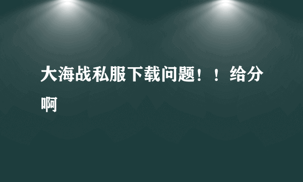 大海战私服下载问题！！给分啊