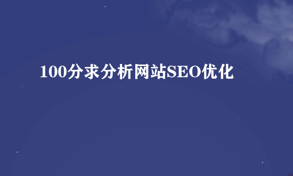 100分求分析网站SEO优化