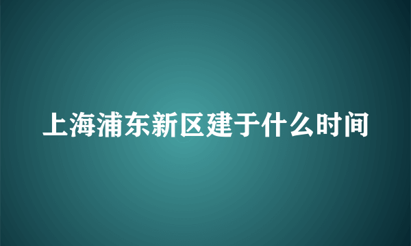 上海浦东新区建于什么时间