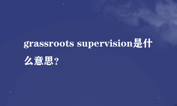 grassroots supervision是什么意思？