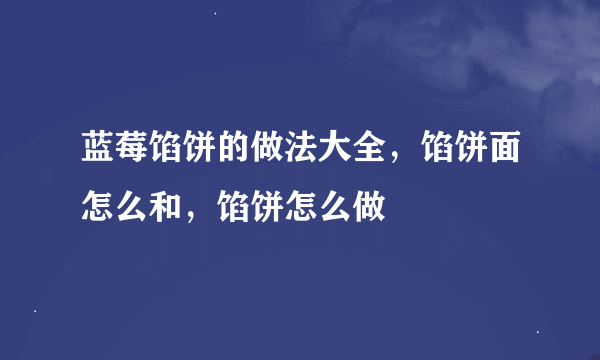 蓝莓馅饼的做法大全，馅饼面怎么和，馅饼怎么做