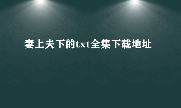 妻上夫下的txt全集下载地址