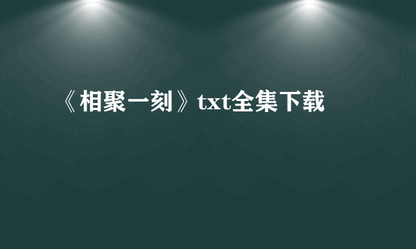 《相聚一刻》txt全集下载