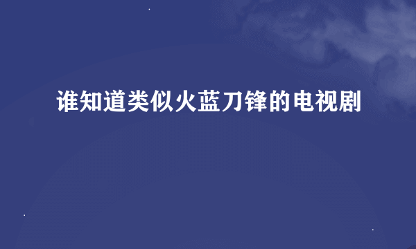 谁知道类似火蓝刀锋的电视剧