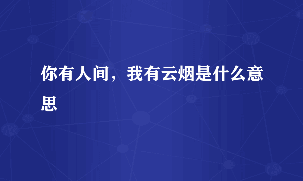 你有人间，我有云烟是什么意思