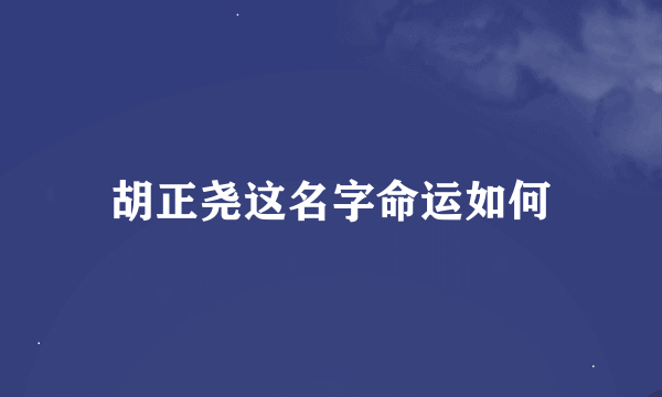 胡正尧这名字命运如何