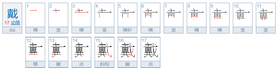 戴偏旁部首是十还是戈?