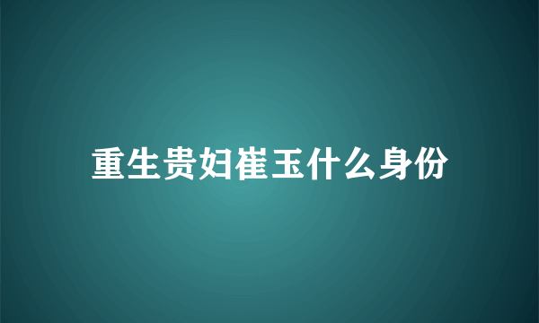 重生贵妇崔玉什么身份