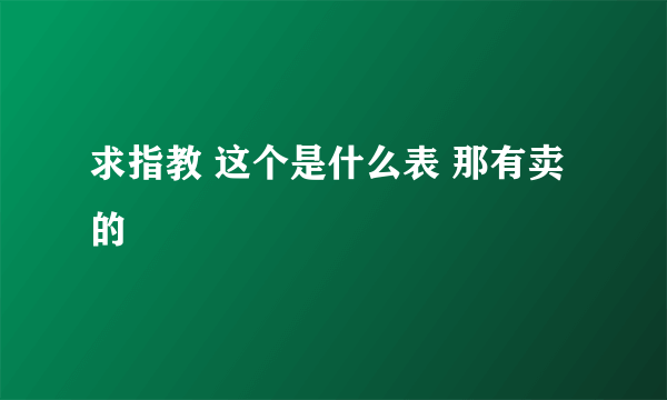 求指教 这个是什么表 那有卖的