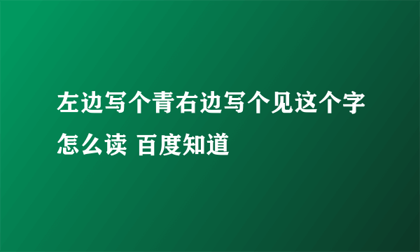 左边写个青右边写个见这个字怎么读 百度知道